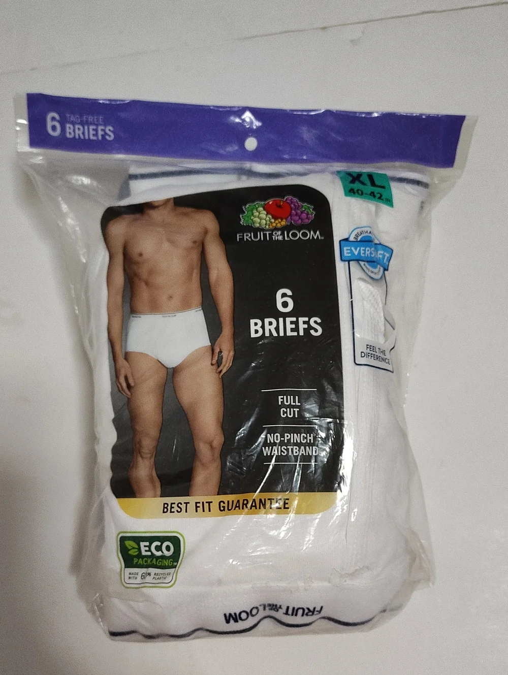 Fruit of the Loom Men’s  Full Cut White Briefs - 6 Pack - Size XL